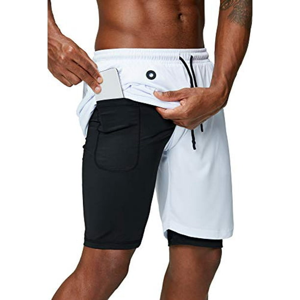 Pinkbomb Men's 2 in 1 Running Shorts Gym Workout Quick Dry Mens Shorts with Phone Pocket Pinkbomb Men's 2 in 1 Running Shorts Gym Workout Quick Dry Mens Shorts with Phone Pocket